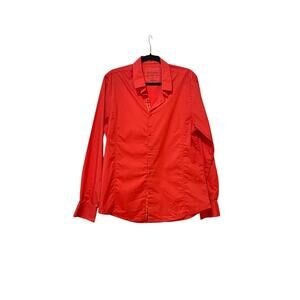 Men's Guess Long Sleeves Button Down Orange Large